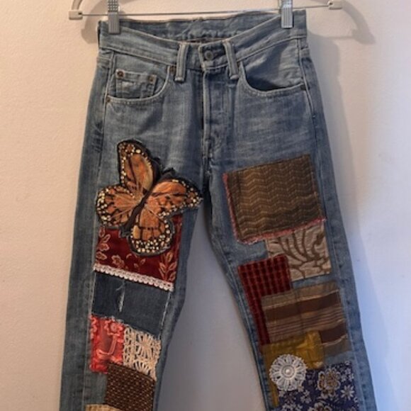 Free People Levi's RIALTO Jean Project The Evie Patchwork Butterfly Jean NEW 26 - Picture 11 of 16